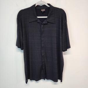 Phillipe Marcel Hidden Button Up Shirt Mens XL Black Textured Collared Clubbing